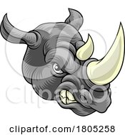 Rhino Rhinoceros Mean Angry Cartoon Sports Mascot by AtStockIllustration