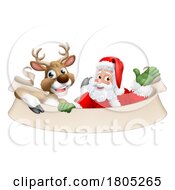 Santa Claus Father Christmas Reindeer Scroll Sign