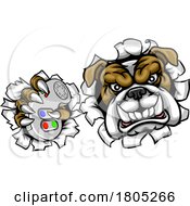 Poster, Art Print Of Bulldog Dog Video Gaming Gamer Sports Mascot