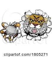 Wildcat Bobcat Cat Cougar Golf Ball Mascot by AtStockIllustration