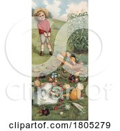 Poster, Art Print Of Children Gathering Harvest Vegetables