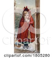 Girl Or Little Red Riding Hood At A Door