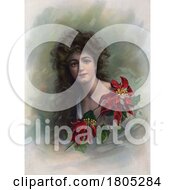 Poster, Art Print Of Young Woman With Poinsettia Flowers