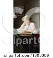 Girl Reading A Book At A Desk