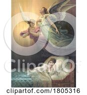 Poster, Art Print Of Girl Praying In Bed Beneath Her Guardian Angel