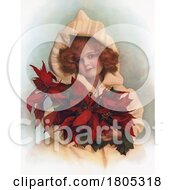 Poster, Art Print Of Girl Holding Poinsettia Flowers