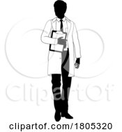 Scientist Engineer Survey Clipboard Man Silhouette by AtStockIllustration
