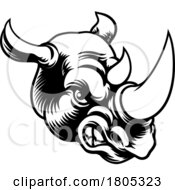 Poster, Art Print Of Rhino Rhinoceros Mean Angry Cartoon Sports Mascot