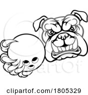 Poster, Art Print Of Bulldog Dog Animal Bowling Ball Sports Mascot