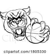 Poster, Art Print Of Panther Cougar Jaguar Cat Basketball Ball Mascot