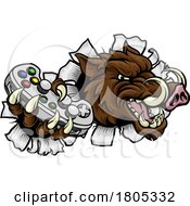 Poster, Art Print Of Boar Wild Hog Razorback Warthog Pig Gaming Mascot
