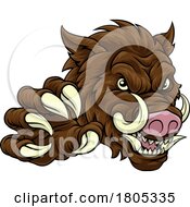 Poster, Art Print Of Boar Wild Hog Razorback Warthog Pig Sports Mascot