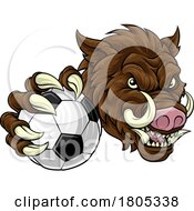 Poster, Art Print Of Boar Wild Hog Razorback Warthog Pig Soccer Mascot
