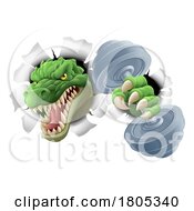 Poster, Art Print Of Crocodile Dinosaur Alligator Weight Lifting Mascot