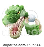 Poster, Art Print Of Crocodile Dinosaur Alligator Golf Sports Mascot