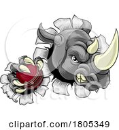 Poster, Art Print Of Rhino Rhinoceros Cricket Cartoon Sports Mascot