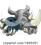 10/14/2023 - Rhino Rhinoceros Bowling Cartoon Sports Mascot