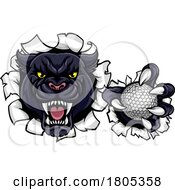 Poster, Art Print Of Panther Cougar Jaguar Cat Golf Ball Mascot