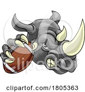 Rhino Rhinoceros Football Cartoon Sports Mascot