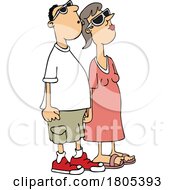 Poster, Art Print Of Cartoon Couple Watching An Eclipse