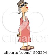Cartoon Woman Watching An Eclipse