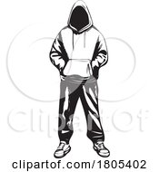 Poster, Art Print Of Black And White Man In A Hoodie