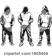 Poster, Art Print Of Black And White Lineup Of Men In Hoodies