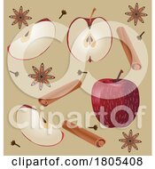 Poster, Art Print Of Background Pattern Of Apples And Cinnamon