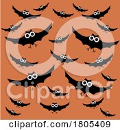 Background Pattern Of Flying Halloween Bats On Orange by Vitmary Rodriguez