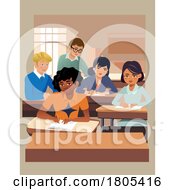 Poster, Art Print Of College Or High School Students At Their Desks