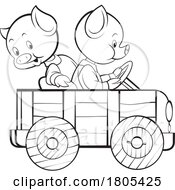 Poster, Art Print Of Black And White Piglets In A Car