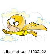 Poster, Art Print Of Cartoon Super Boy Flying In A Yellow Suit