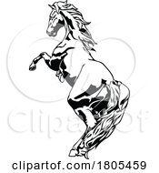 Poster, Art Print Of Black And White Rearing Horse