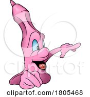 Cartoon Pointing Pink Marker Mascot