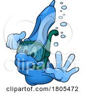 Cartoon Blue Scuba Diving Marker Mascot