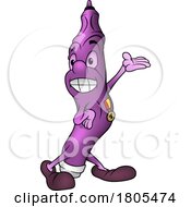 Cartoon Presenting Purple Marker Mascot