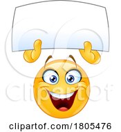 Poster, Art Print Of Cartoon Emoticon Holding Up A Blank Sign