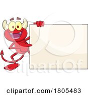 Cartoon Devil Pointing To A Sign