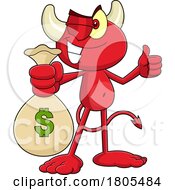 Cartoon Devil Holding Out A Money Bag