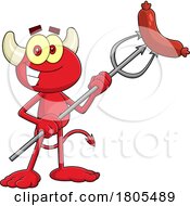 Poster, Art Print Of Cartoon Devil With A Sausage On A Pitchfork