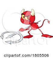 Cartoon Devil Threatening With A Pitchfork
