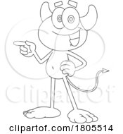 Cartoon Black And White Devil Pointing