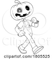 Cartoon Black And White Halloween Pumpkin Head Jack