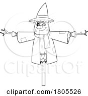 Cartoon Black And White Halloween Scarecrow