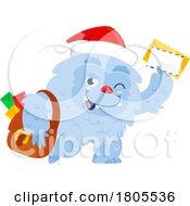 Poster, Art Print Of Cartoon Christmas Yeti Abominable Snowman With Mail