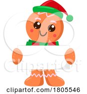 Cartoon Christmas Gingerbread Man Cookie Holding A Sign