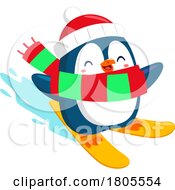 Cartoon Penguin Skiing