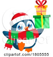 Poster, Art Print Of Cartoon Christmas Penguin With Gifts