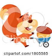 Poster, Art Print Of Cartoon Squirrel With A Giant Acorn In A Wheelbarrow