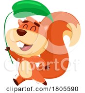 Poster, Art Print Of Cartoon Squirrel With A Leaf